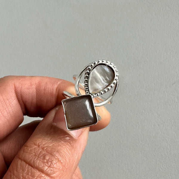 Choco Moonstone + MoP Ring