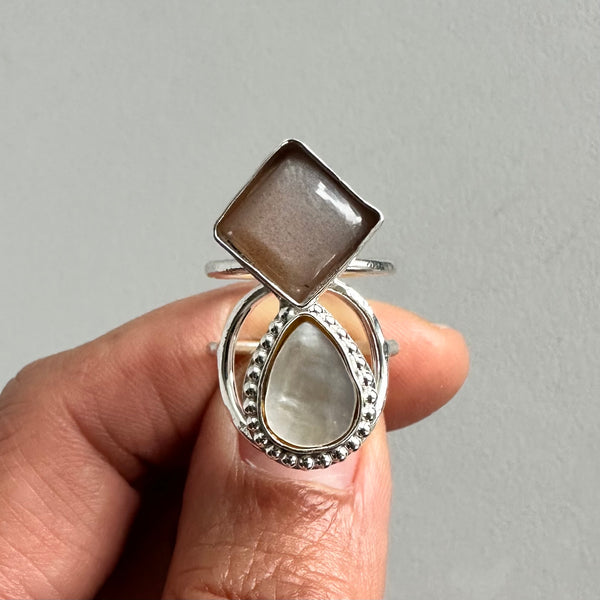 Choco Moonstone + MoP Ring