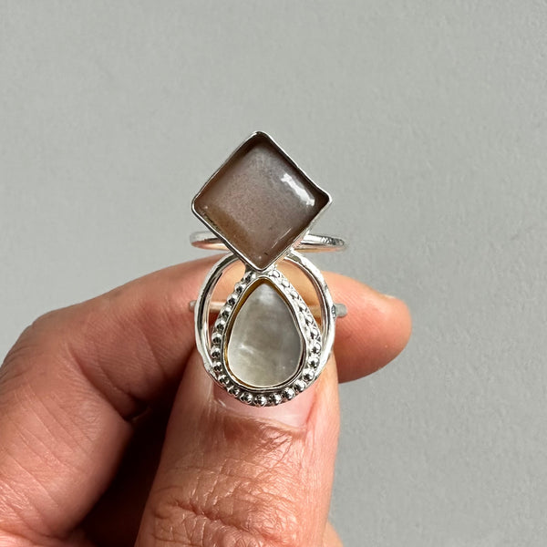 Choco Moonstone + MoP Ring