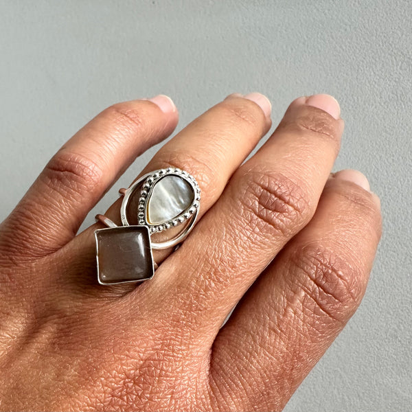 Choco Moonstone + MoP Ring