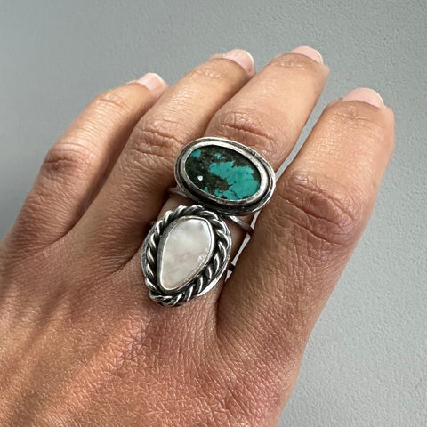 Turquoise + Pearl Ring