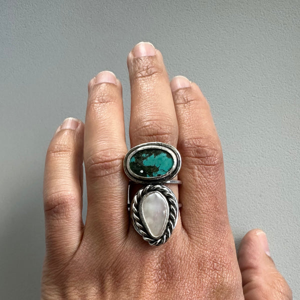 Turquoise + Pearl Ring