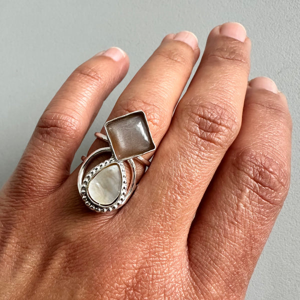 Choco Moonstone + MoP Ring