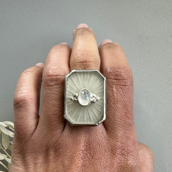 Rectangle Camphor Glass Ring