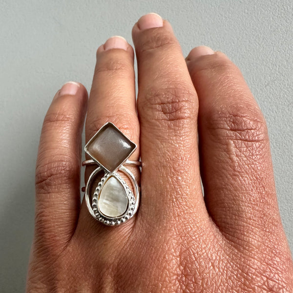 Choco Moonstone + MoP Ring
