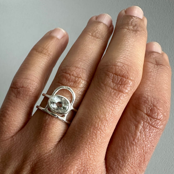 White Topaz Arch Ring