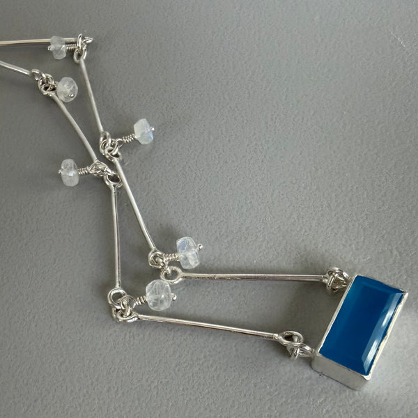 Blue Chalcedony + Moonstone Necklace