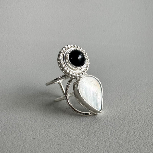 Onyx + Mother of Pearl Ring