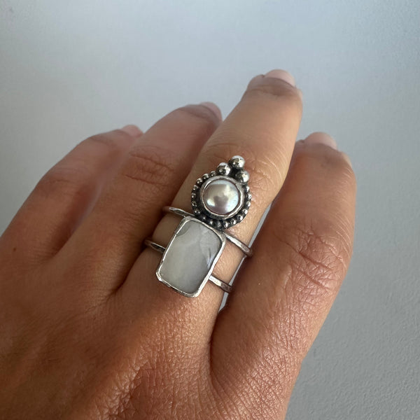 Pink Pearl + Moonstone Ring