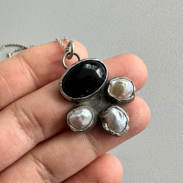 Onyx + Pearl Pendant