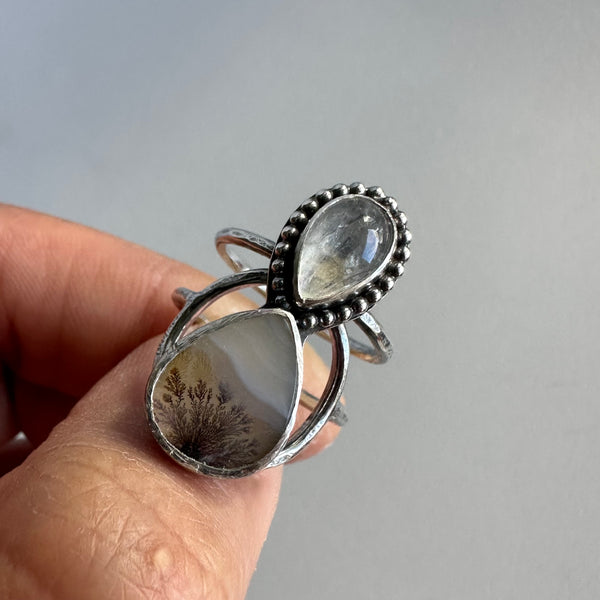 Landscape Agate + Moonstone Ring