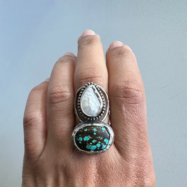 Turquoise + Pearl Ring