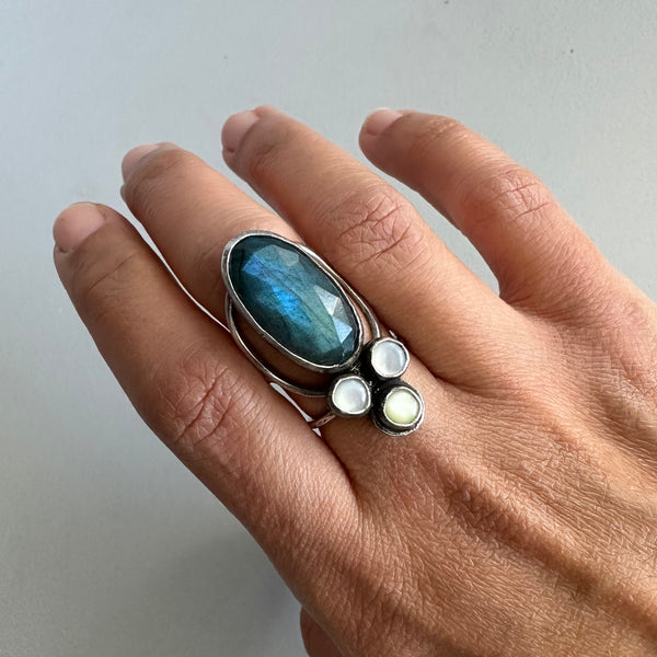 Labradorite + MoP Ring