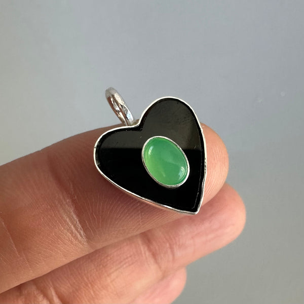 Chrysoprase + Black Heart (Ring or Pendant)