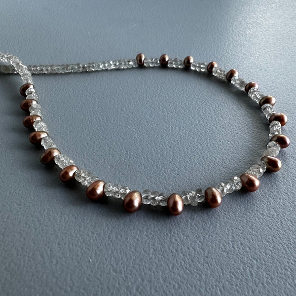 Iced Copper Pearls Necklace (18”)