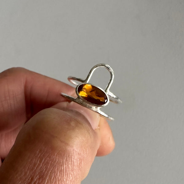 Long Oval Citrine Ring