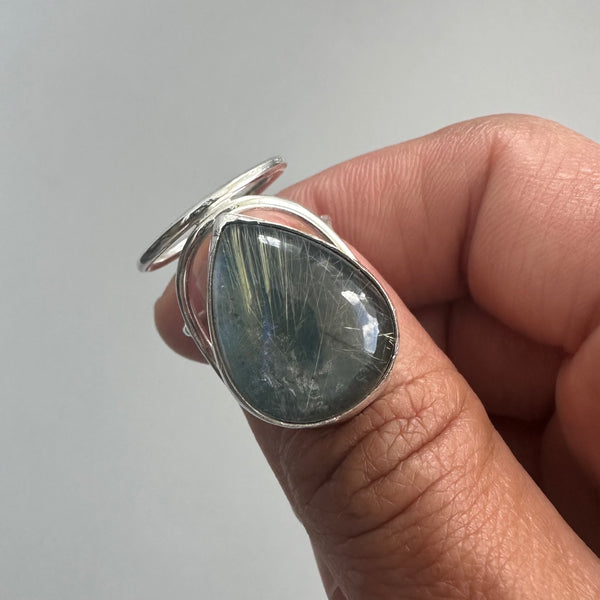 Labradorite/Rutilated Quartz Doublet Ring