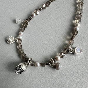 Skull Necklace in Smoky Quartz