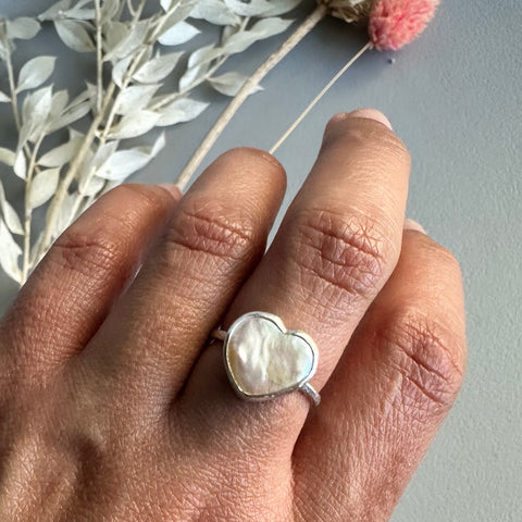 Pearl Heart Ring