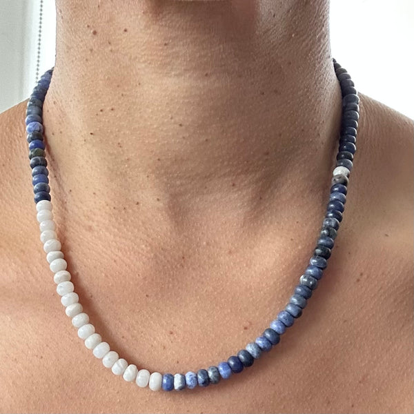 Sodalite + White Agate Necklace