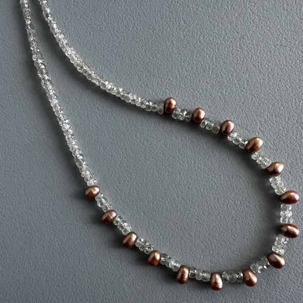 Iced Copper Pearls Necklace (16”)