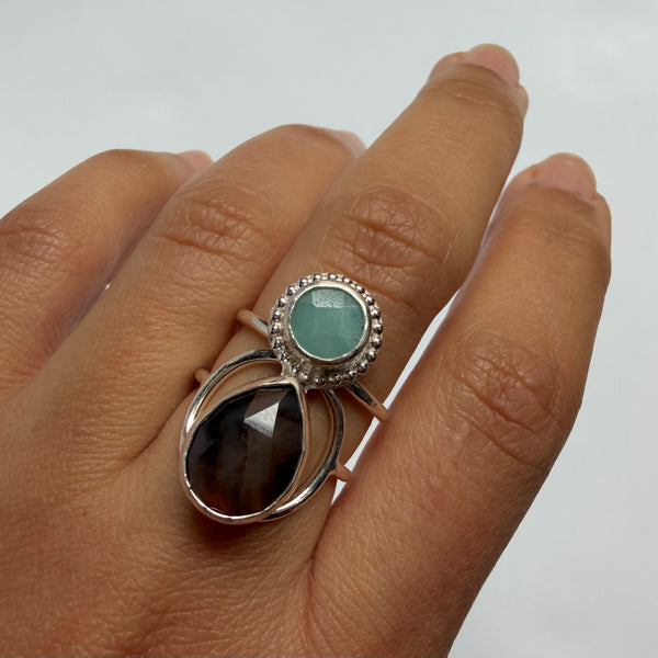 Agate + Amazonite Ring