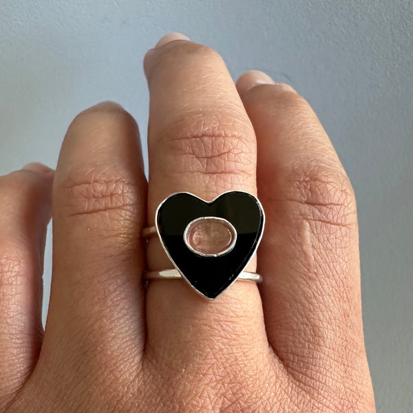 Tourmaline + Black Heart (Ring or Pendant)
