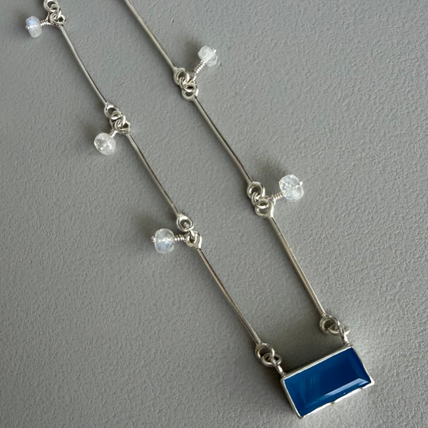 Blue Chalcedony + Moonstone Necklace