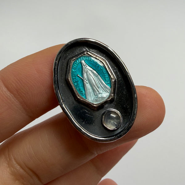 Vintage Enameled Marian Devotional