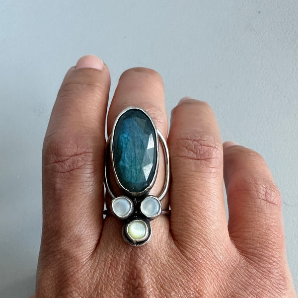 Labradorite + MoP Ring