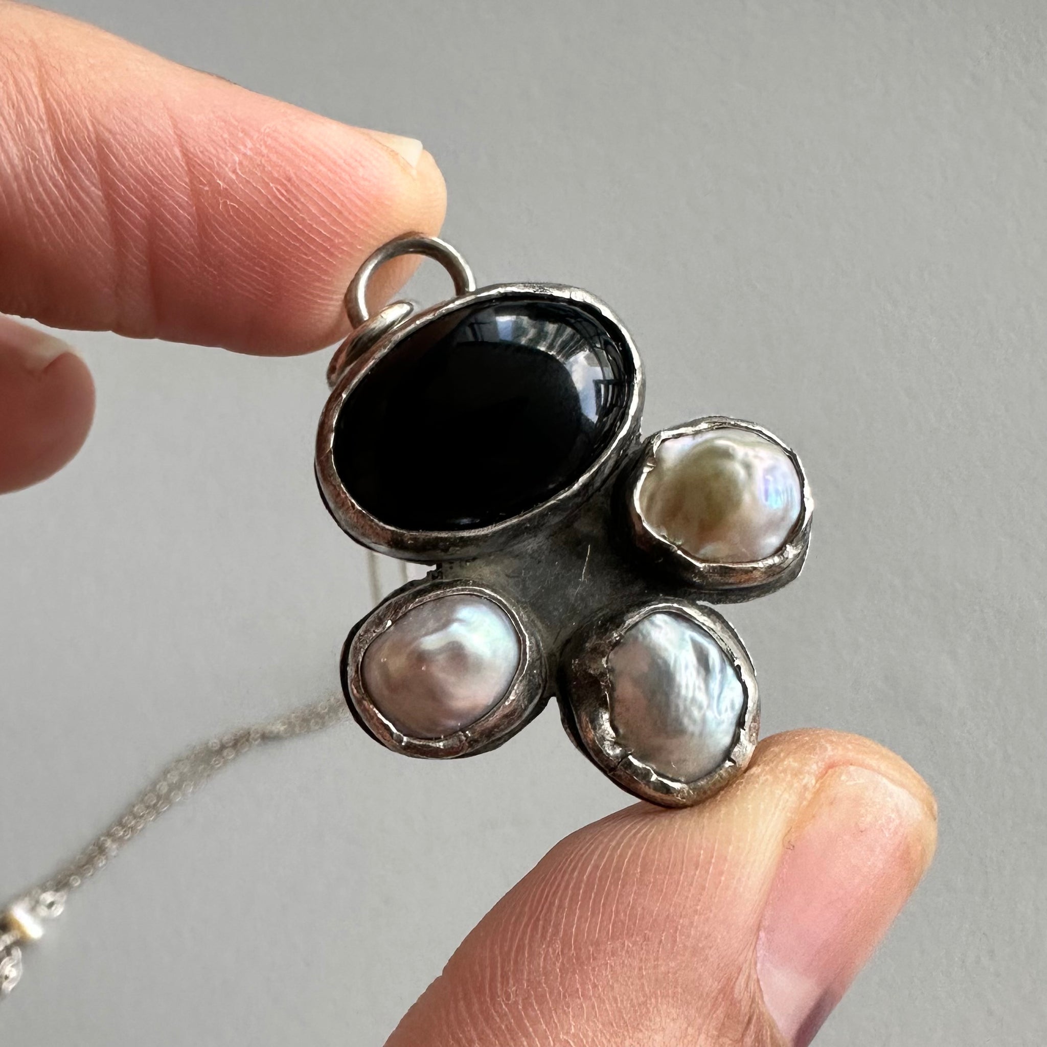 Onyx + Pearl Pendant