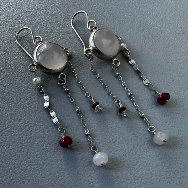 Lluvia Earrings in Pink Quartz