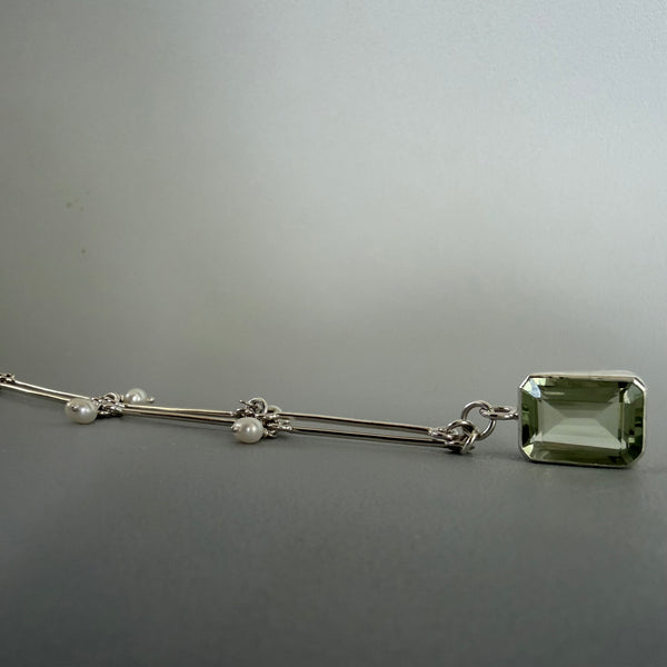 Green Amethyst + Pearls Necklace