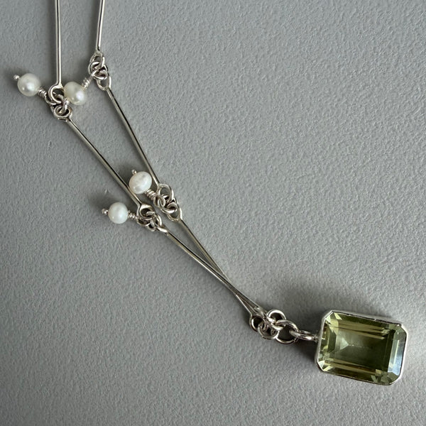 Green Amethyst + Pearls Necklace