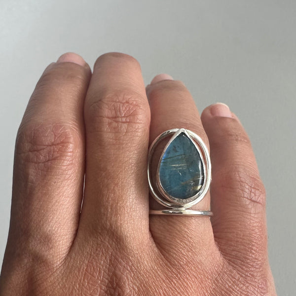 Labradorite/Rutilated Quartz Doublet Ring