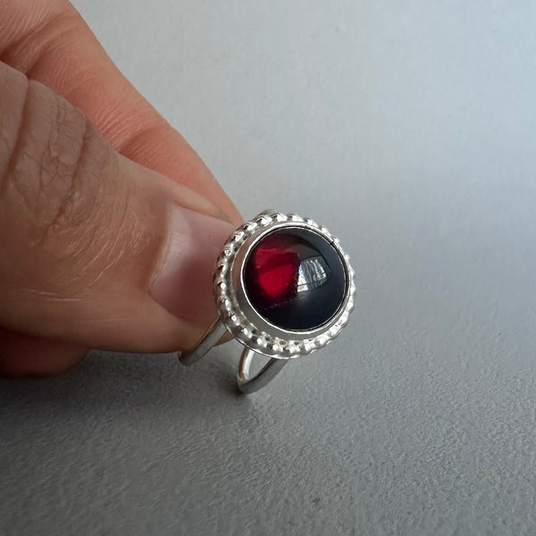 Beaded Garnet Ring
