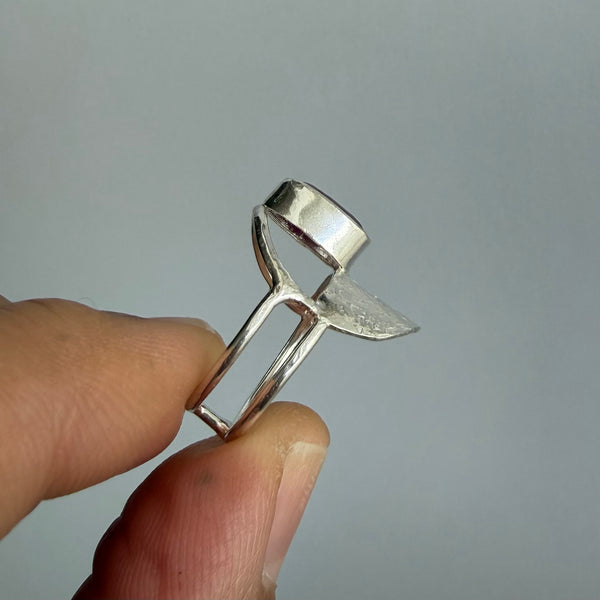 Indian Ruby Half Shield Ring