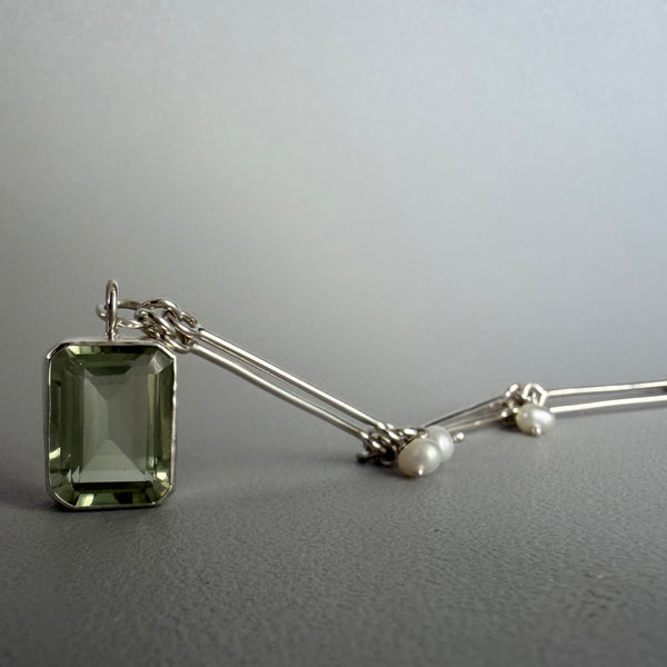 Green Amethyst + Pearls Necklace