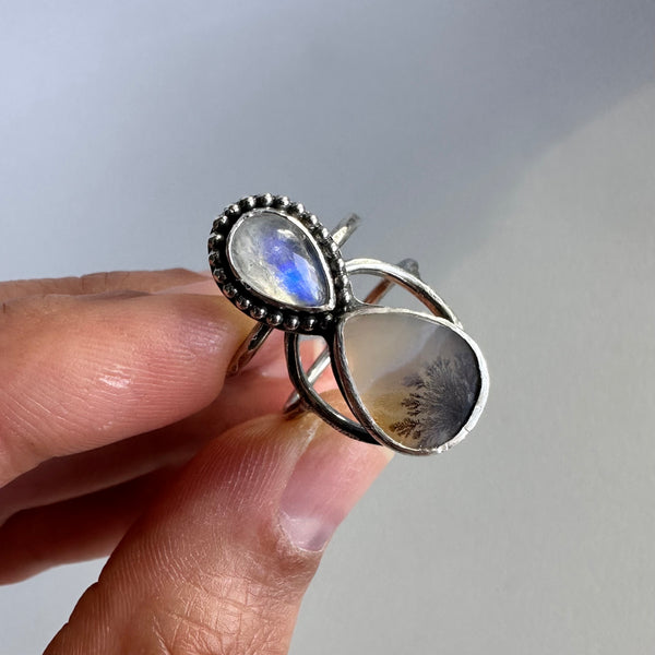 Landscape Agate + Moonstone Ring