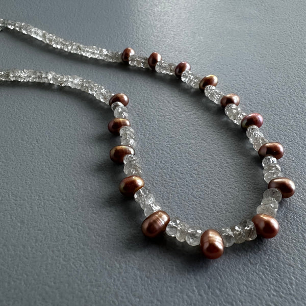 Iced Copper Pearls Choker (15”)