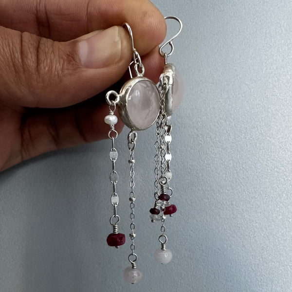 Lluvia Earrings in Pink Quartz