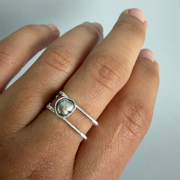 Lavender Gray Pearl Ring