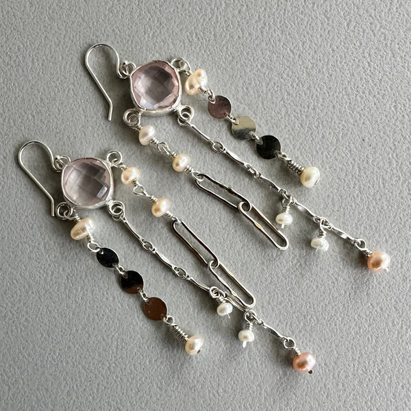 Lluvia  Earrings in Pink Quartz