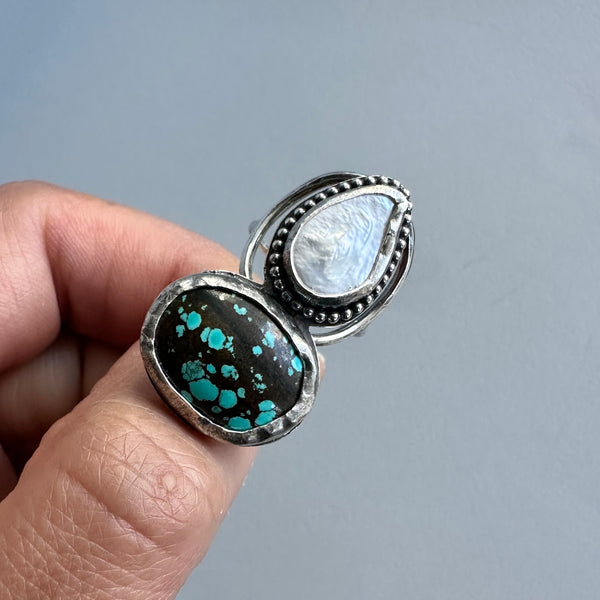 Turquoise + Pearl Ring