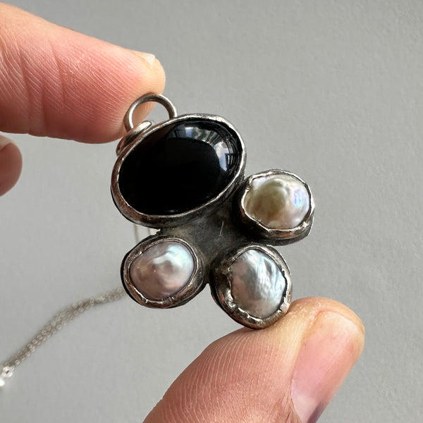 Onyx + Pearl Pendant