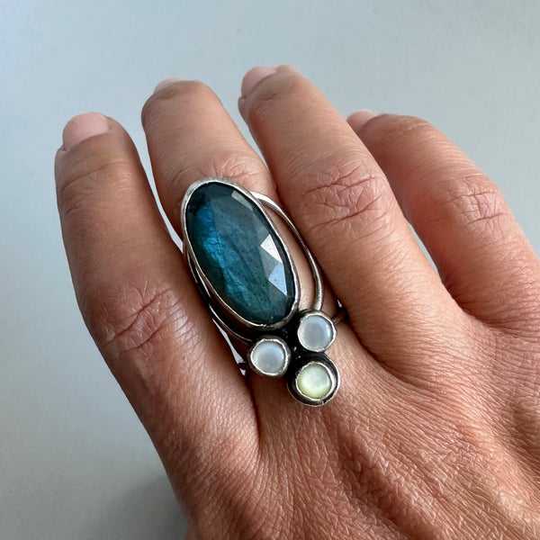 Labradorite + MoP Ring