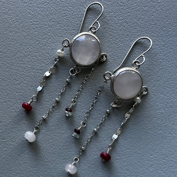 Lluvia Earrings in Pink Quartz
