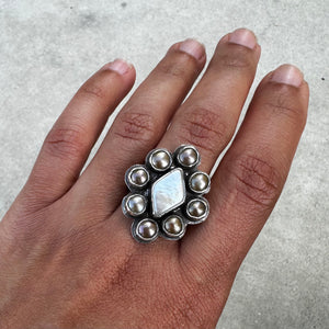 Pearl Diamond Rosette Ring