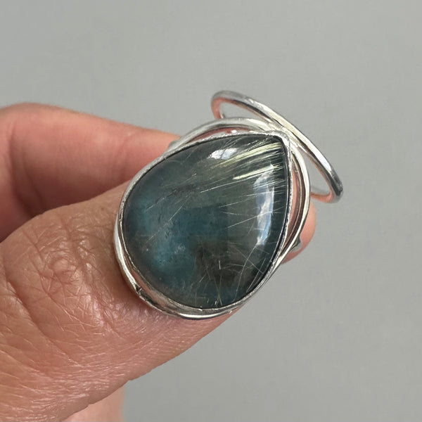 Labradorite/Rutilated Quartz Doublet Ring