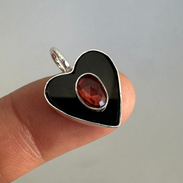 Garnet + Black Heart (Ring or Pendant)
